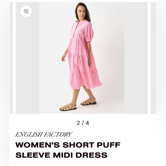 English Factory Pink Tiered Midi Dress - Picture 3 of 11